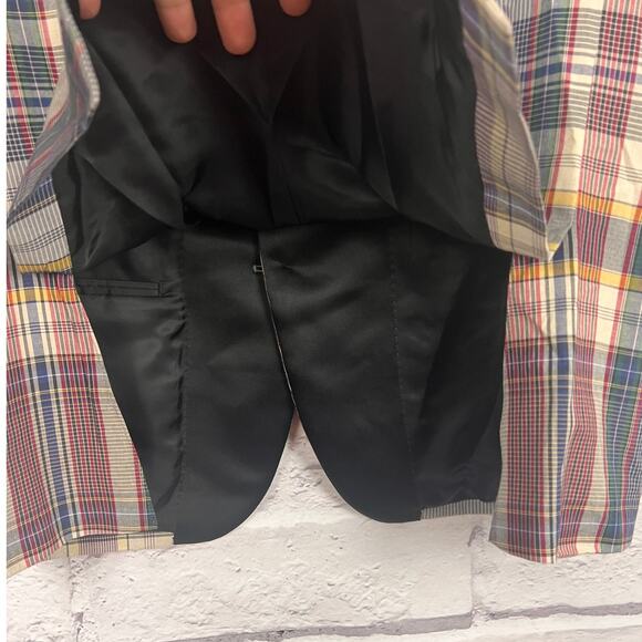 J.Crew Ludlow Mens 42S Preppy Equestrian‎ Old Money Madras Plaid Dinner Jacket - Picture 6 of 12